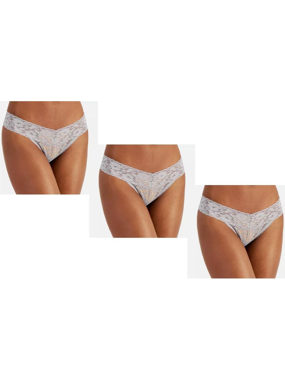 INC Lace Thong Lingerie Underwear Grey Dark Mist Panties 3pc Set, XL